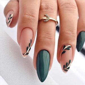 Brand New 24pcs Medium-Length Wheat Pattern Almond Press-On Nails